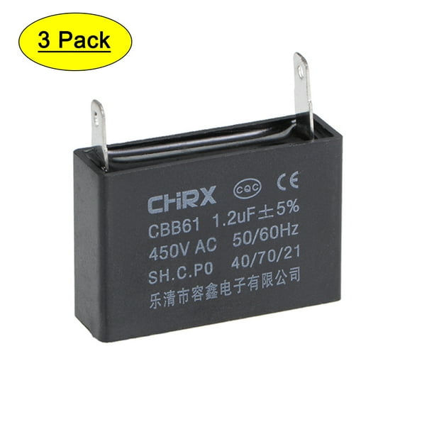 2 Terminal CBB61 Ceiling Fan Capacitor 24uF 450V AC Start Run Capacitors 3pcs